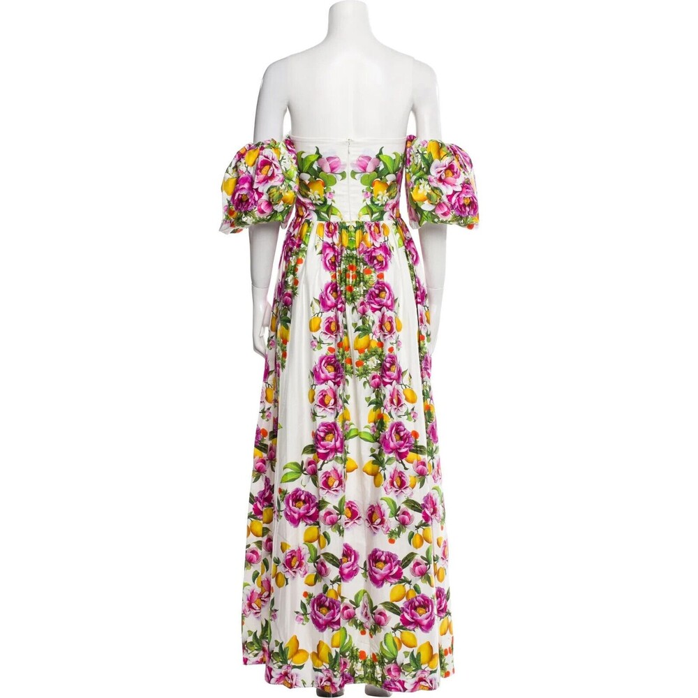 NWT. $1K BORGO DE NOR Pink Juliet Floral Print Off-shoulder Dress SZ 12 white - Picture 10 of 12